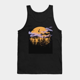 Flying Witch Over a Big Moon Tank Top